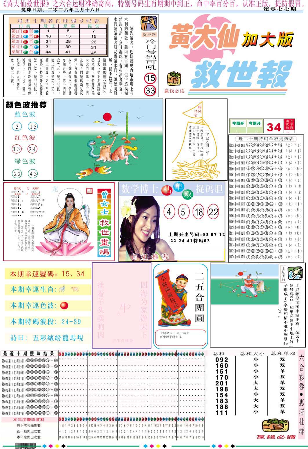 077期黄大仙救世A加大版[图]